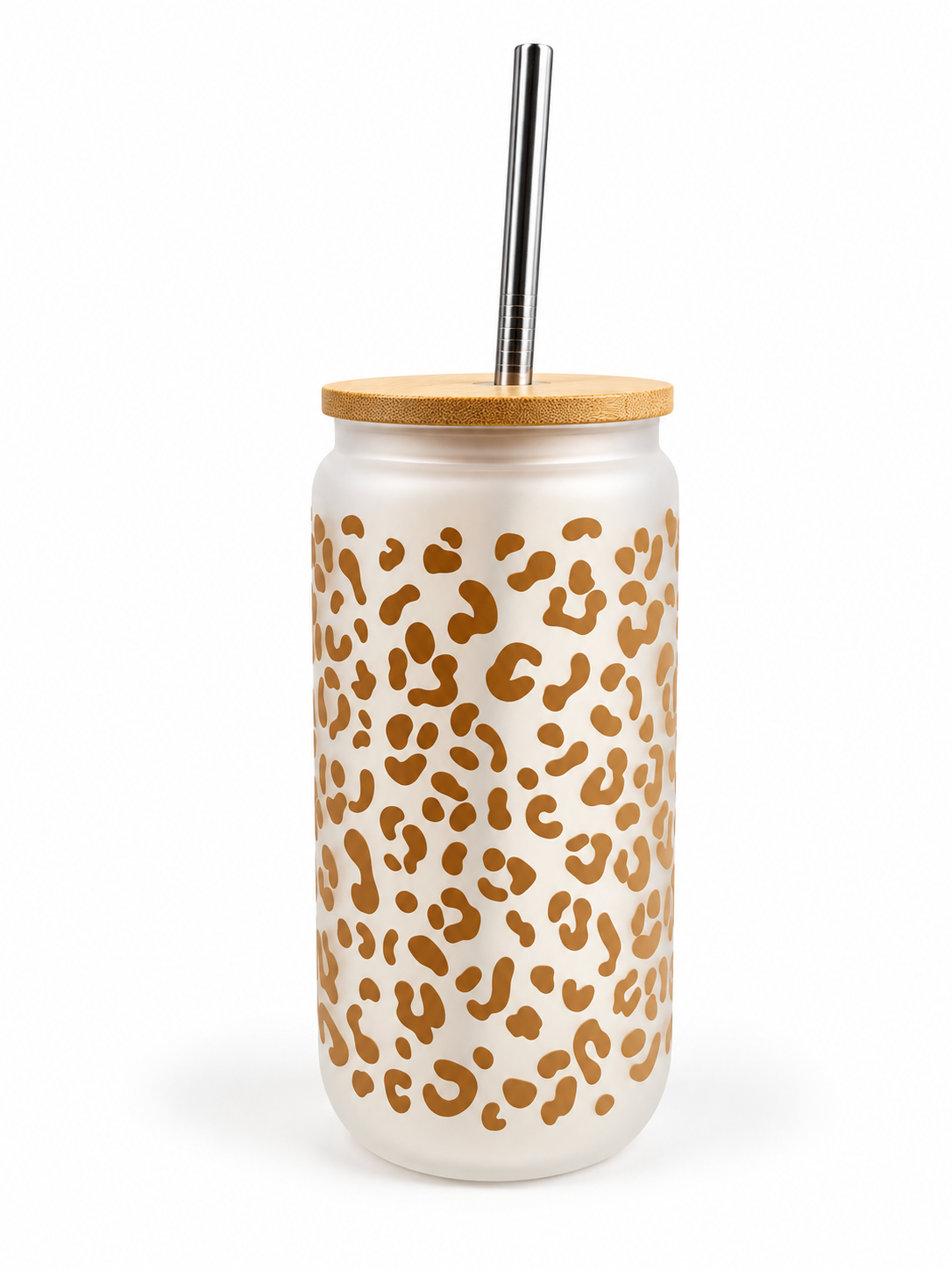 Tan Cheetah Print Frosted Tumbler