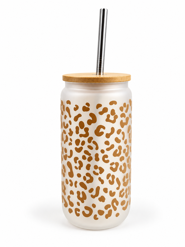 Tan Cheetah Print Frosted Tumbler