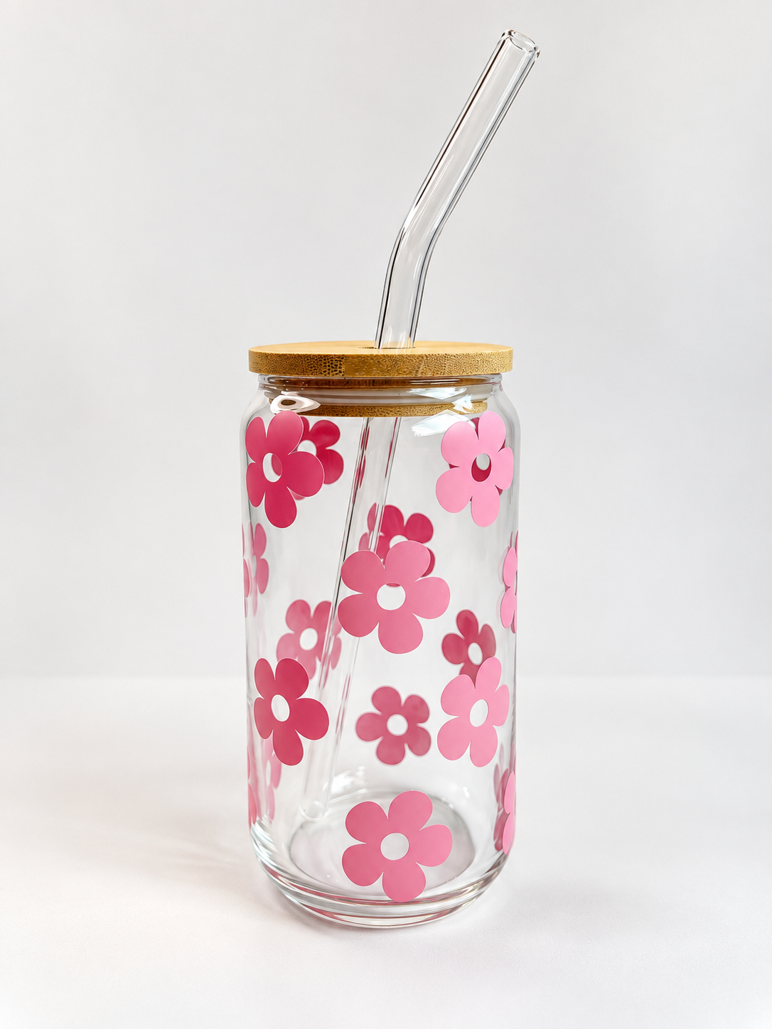 Pink Flower Clear Tumbler