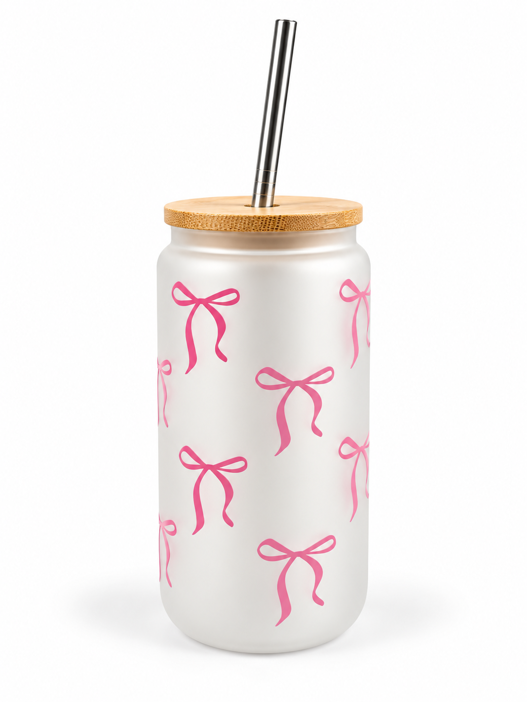 Pink Bow Frosted Tumbler