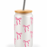 Pink Bow Frosted Tumbler