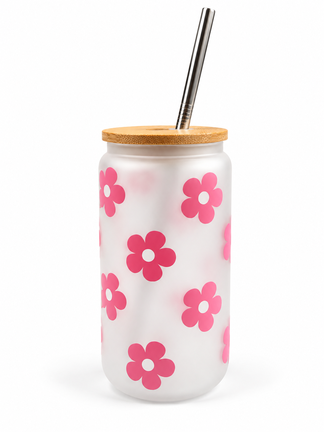 Pink Flower Frosted Tumbler