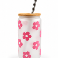 Pink Flower Frosted Tumbler