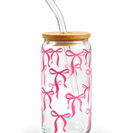 Pink Bow Clear Tumbler