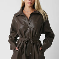 Leather Button Up Romper