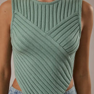 Scarf Hem Sleeveless Sweater Top