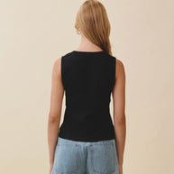 Ribbed Button Front Tank Top