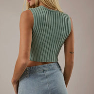 Scarf Hem Sleeveless Sweater Top
