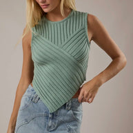 Scarf Hem Sleeveless Sweater Top