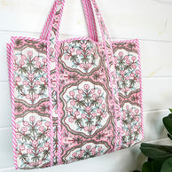 Pink Petals Quilted Tote Bag