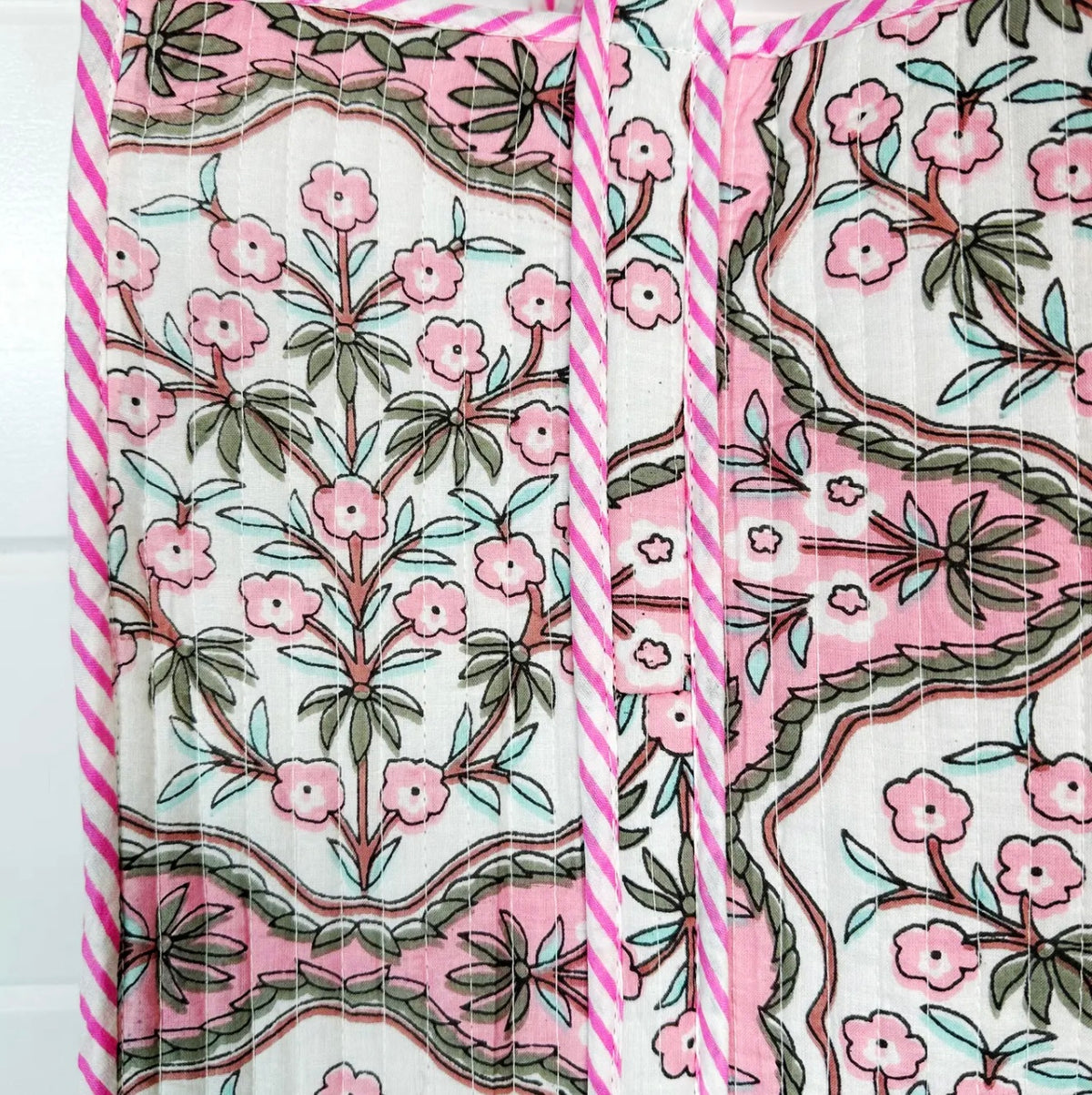Pink Petals Quilted Tote Bag