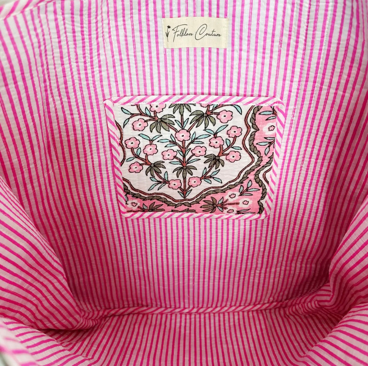 Pink Petals Quilted Tote Bag