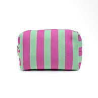 Pink and Mint Striped Cosmetic Bag