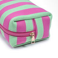 Pink and Mint Striped Cosmetic Bag