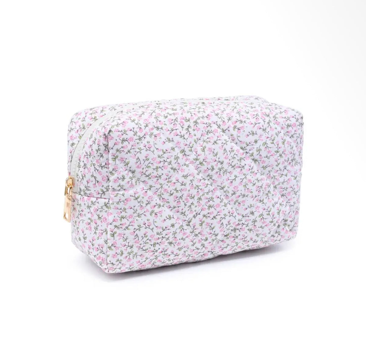 Floral Blush Quilted Cosmetic Bag