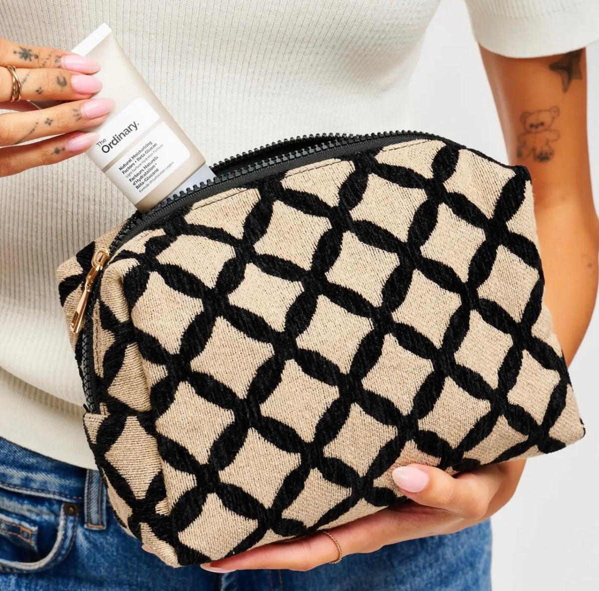 Geometric Print Cosmetic Bag