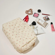 Cherry Quilted Cosmetic Bag