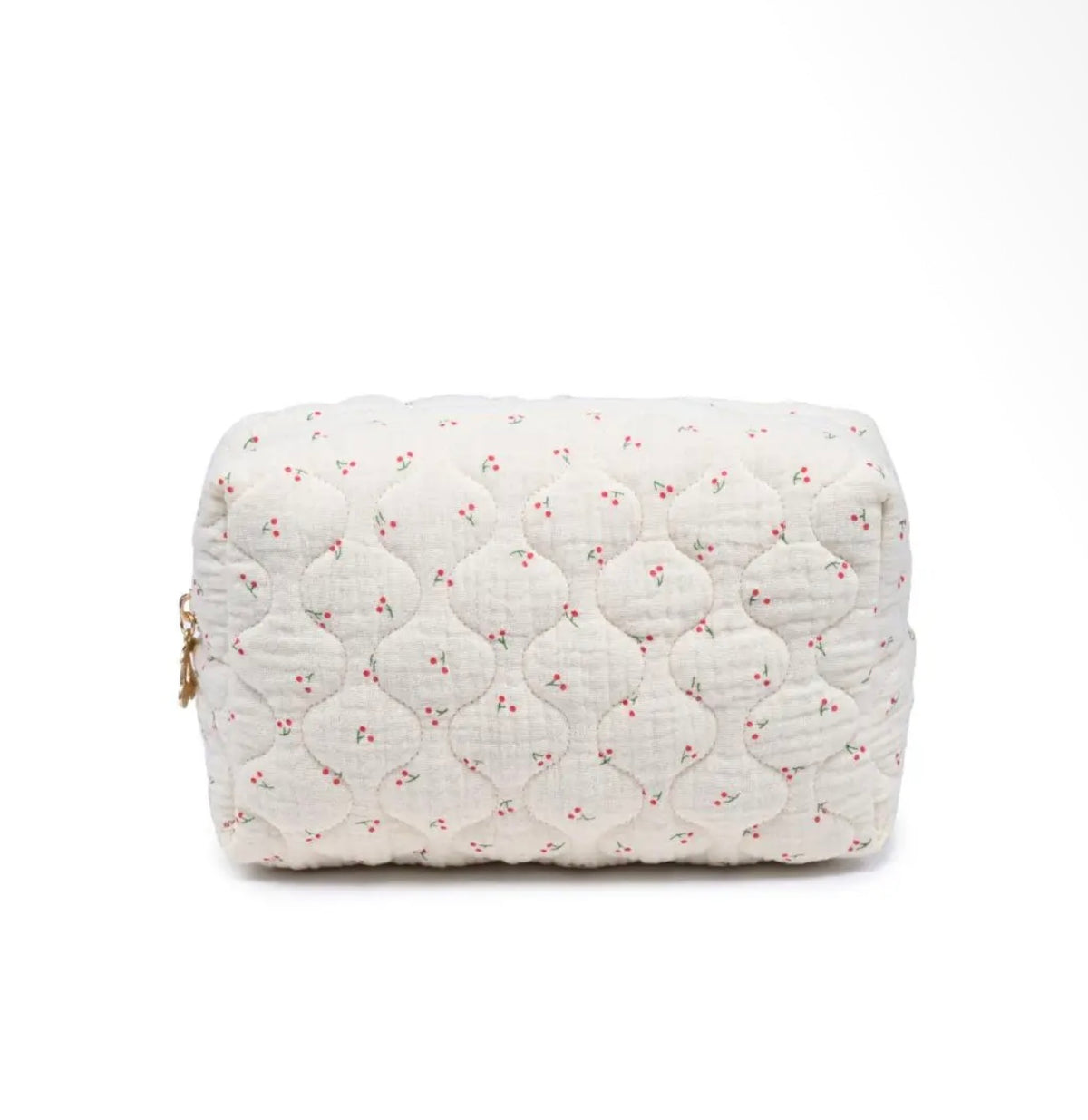 Cherry Quilted Cosmetic Bag