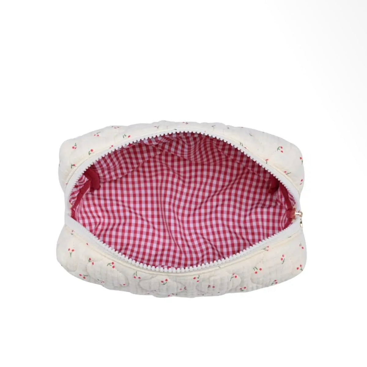 Cherry Quilted Cosmetic Bag