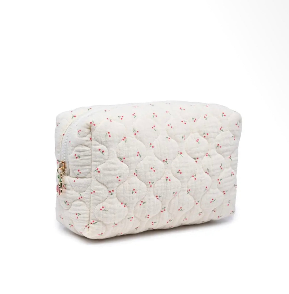 Cherry Quilted Cosmetic Bag