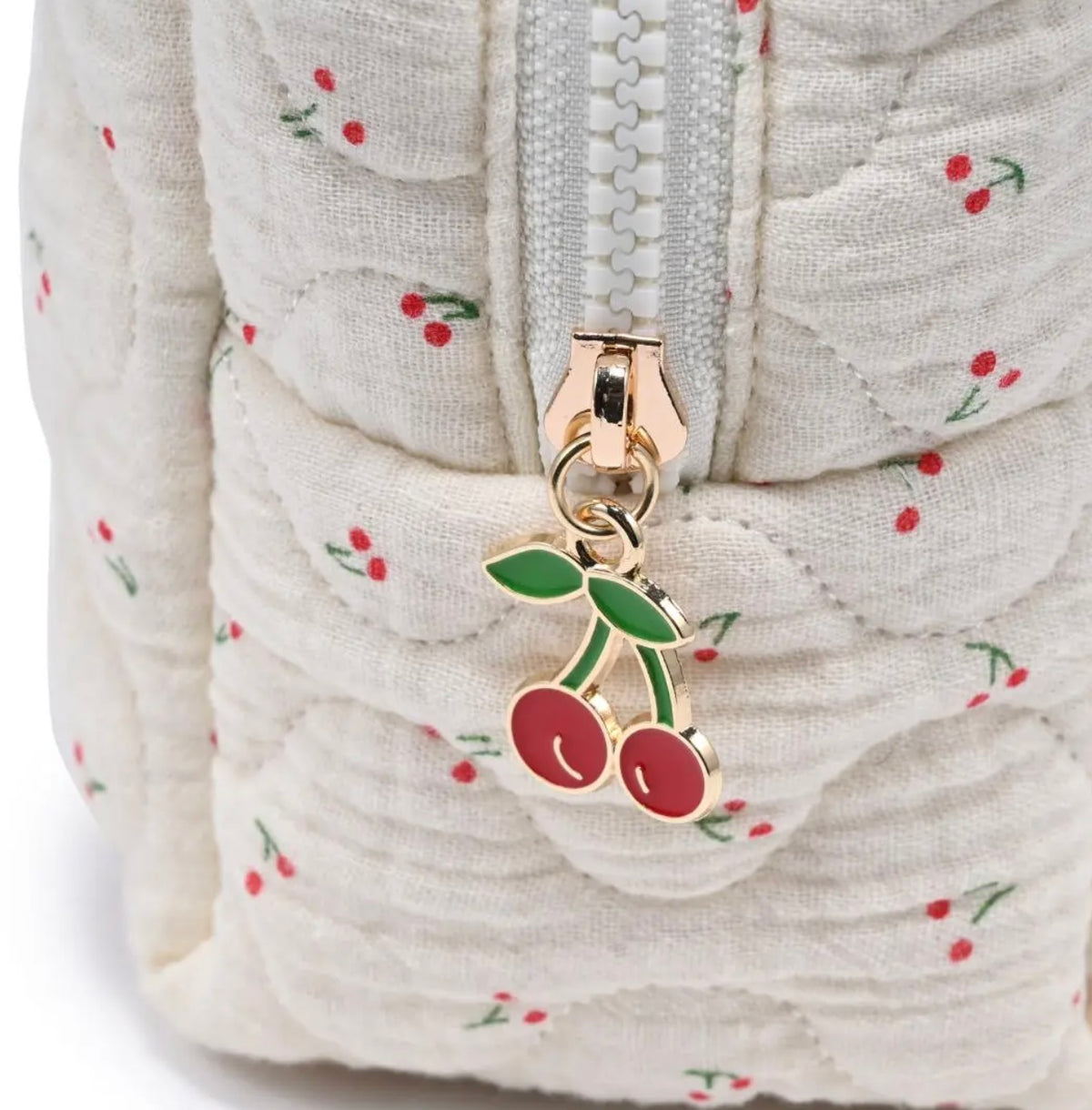 Cherry Quilted Cosmetic Bag