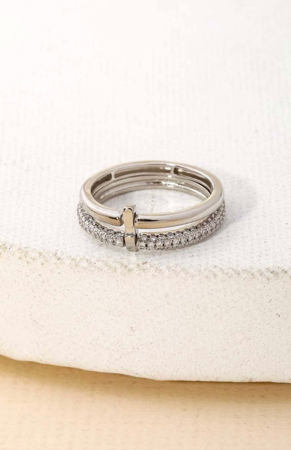 Pave Double Link Ring
