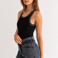 Black Hem Rib Bodysuit (Final Sale)