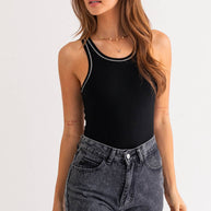Black Hem Rib Bodysuit (Final Sale)