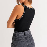 Black Hem Rib Bodysuit (Final Sale)