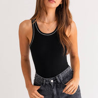 Black Hem Rib Bodysuit (Final Sale)