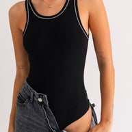 Black Hem Rib Bodysuit (Final Sale)