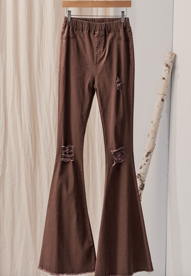 Distressed Bell Bottom Jeans