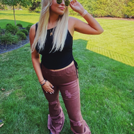 Distressed Bell Bottom Jeans