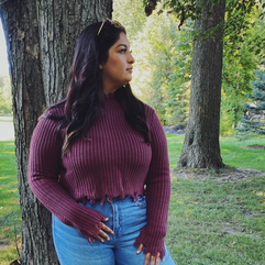 Distressed Cropped Turtleneck Sweater (Final Sale)