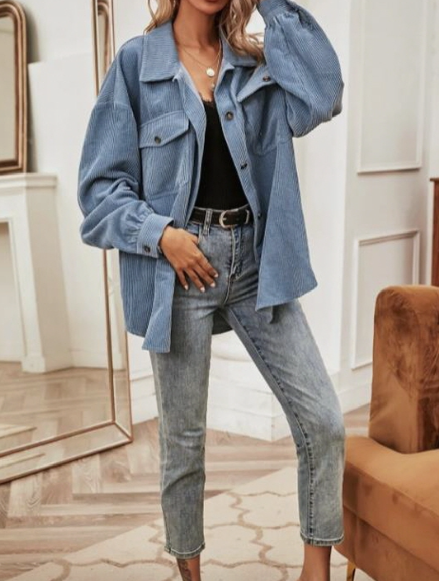 Corduroy Button Down Shacket (Final Sale)