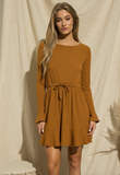 Cognac Front Tie Dress