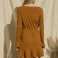 Cognac Front Tie Dress (Final Sale)