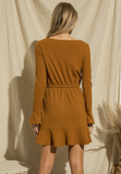 Cognac Front Tie Dress