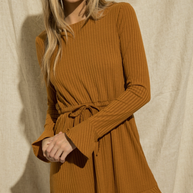 Cognac Front Tie Dress (Final Sale)