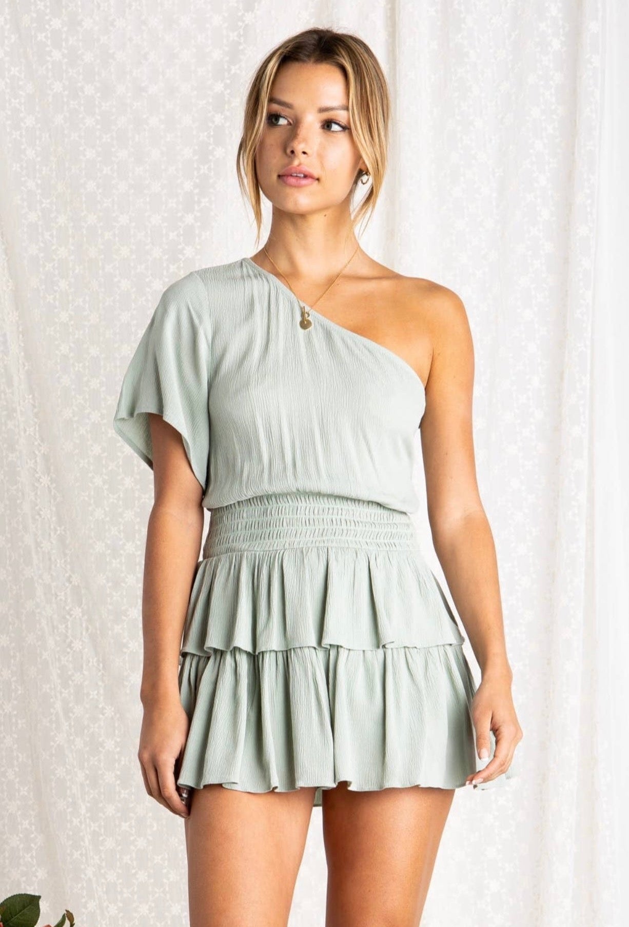 Sage Ruffled Romper (Final Sale)